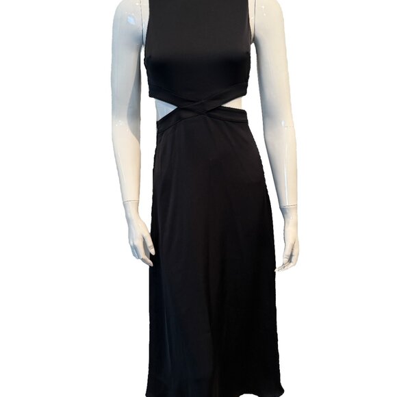 NWT Aritzia Babaton Cella Cutout Slip Dress XXS Black Sleek Minimalist Chic - Picture 7 of 11